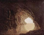 Joseph wright of derby Cave at evening, by Joseph Wright, oil